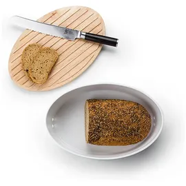Continenta Brottopf mit Holzdeckel oval 30 cm weiß