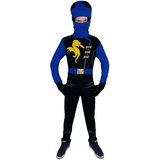 Foxxeo blaues Drachen Ninja Kostüm für Kinder - Größe 110-152 - Blauer Ninja Kämpfer für Jungen Fasching Karneval, Größe:134/140