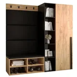 ABIKS MÖBEL Garderoben-Set MIRO Set 1, Garderobe mit gepolsterten Paneelen, Modern Design schwarz