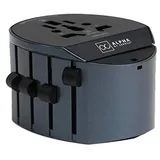 SKROSS | Alpha Line | Adattatore Universale da Viaggio Completo per Prese a 2 o 3 Poli - 10 A - Fino a 2.500 watt (adatto anche a PC e Asciugacapelli) - 5 Anni Garanzia Internazionale, 1.104100, Black