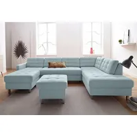 sit&more Wohnlandschaft Picasso U-Form, wahlweise mit Bettfunktion und Bettkasten blau