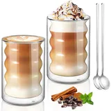 LuxusKollektion Latte-Macchiato-Glas Doppelwandige Kaffeegläser 350ml Set Latte Macchiato Tee Eis Milch 2er