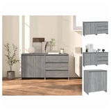 vidaXL 2-tlg. Sideboard Grau Sonoma Holzwerkstoff