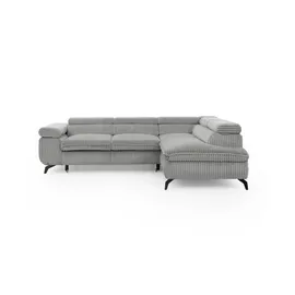 S-Style Ecksofa Cord 2-Sitzer Grau