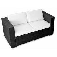 XINRO® (2er Polyrattan Lounge Sofa - Gartenmöbel Couch Bank Rattan - durch andere Polyrattan Lounge Gartenmöbel Elemente erweiterbar - In/Outdoor - handgeflochten - schwarz