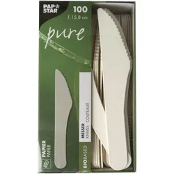 PAPSTAR 100 Messer, Papier "pure" 15,8 cm weiss