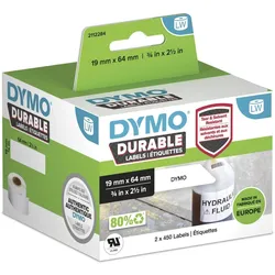 DYMO® Original Hochleistung Etikett für LabelWriterTM, Kunststoff - weiss - permanent haftend, widerstandsfähig, 2 x 450