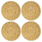 HMF Tischset rund geflochten aus Wasserhyazinthe, Platzset abwaschbar, 4er Set 35 cm