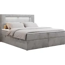 MKS Boxbett, GOLD-5 Led, 160/200 Hellgrau Velvet - H4