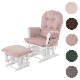 Mendler Relaxsessel HWC-C76 Cord 52 x 100 x 80 cm Rosa mit Hocker