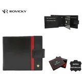 ROVICKY Elegante Herren Geldbörse schwarz/rot
