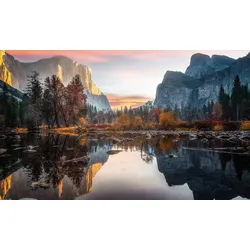 Bönninghoff Leinwandbild, Berge-Landschaft-See-Seebilder-Natur-Yosemite Nationalpark-Wald-Waldbilder, (1 St.) Bönninghoff Farbe Bild(er): blau, weiß