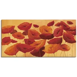 Leinwandbild ARTLAND "Mohnblumenwiese", orange (farbe bild(er): orange), B:100cm H:50cm, Canvas, Leinwand, Bilder, auf Keilrahmen gespannt