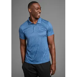 Poloshirt, Poloshirt aus Quick Dry T-Shirt-Ware, Gr. M, blau meliert, , 23888128-M