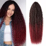 Brazilian Curly Boho Hair Braid - Haarverlängerungen zum Flechten mit Crochet im Echthaar-Look Kanekalon 500 Gramm aufgeteilt in 5 Stück + Satinmütze inklusive (T-BUG, 20" 50cm)