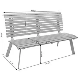 Dehner London 150 x 88 x 64 cm dunkelgrau