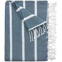 BUTLERS Surfside Strandtuch 200 x 180 cm Blau/Weiß