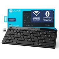 JLAB Go Kabellose Tastatur - Bluetooth Tastatur mit 2,4 GHz Funk, USB-Dongle, Leise Tastatur Kabellos Klein, QWERTZ-Layout, Multi-Device Mini Wireless Keyboard, für PC/Mac/iPad/Tablet/Computer/Laptop
