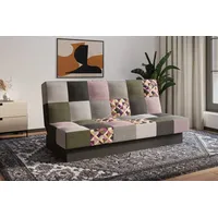 MOEBLO Schlafsofa Cyprus patchwork, Sofa Kippsofa Klappsofa Clic-Clack Couch für Wohnzimmer Federkern Sofagarnitur Polstersofa - 192x85x92 cm -, mit Bettkasten und Schlaffunktion rosa