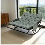 HomeMiYN Schaukelsessel Doppelschaukelstuhl Metall Relaxstuhl –Outdoor & Indoor Schaukelsessel grau