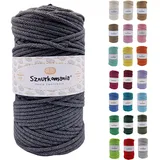 Sznurkomania, Geflochtene Baumwollkordel 5mm 100m, 46 Farben, Häkelkordel, Makramee Kordel, Makramee Garn, Premium Garn, Makramee Seil, (Graphit)