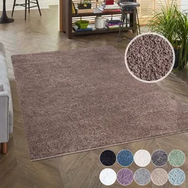 Carpet City Shaggy Hochflor Teppich - 80x150 cm - Braun - Langflor Wohnzimmerteppich - Einfarbig Uni Modern - Flauschig-Weiche Teppiche Schlafzimmer Deko