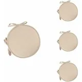 Set Mit 4 Runden Sitzkissen, Runden Stuhlkissen, Stuhlpolstern Für Esszimmer, Garten, Zuhause, Büro, Küche (beige)
