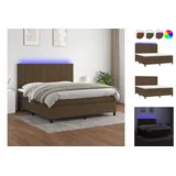 vidaXL Boxspringbett mit Matratze & LED Dunkelbraun 180x200 cm Stoff