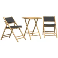 vidaXL 3-tlg Bistro-Set Klappbar mit Dunkelgrauen Kissen Bambus Modell 1