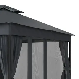 Blumfeldt Mondo Dual Pavillon 3 x 3 m inkl. Moskitonetz Silber