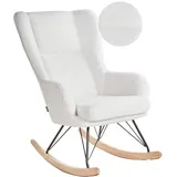 Beliani Schaukelsessel LUOMA in Weiß/Schwarz/Braun - (W) 69 x (H) 106 x (L) 97 cm | Gr.: onesize