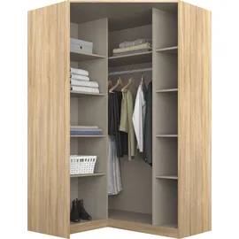 Rauch Eckkleiderschrank "Bremen", weiß (weiß, eiche artisan), H:199cm T:118cm, Holzwerkstoff, Schränke, Eckkleiderschrank, mit 8 Einlegeböden