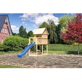 Karibu Kinderspielturm Frieda mit Anbau und Rutsche Blau