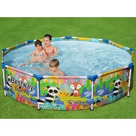BESTWAY Steel Pro Paradise Frame Pool rund 274 x 66 cm bunt