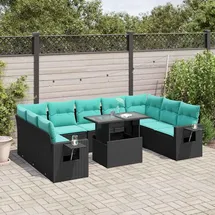 vidaXL Gartensofa-Set 10-tlg. schwarz