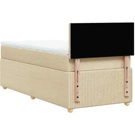 vidaXL Boxspringbett mit Matratze Creme 100x200 cm Stoff - Creme