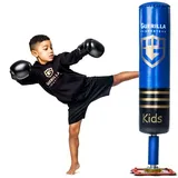 Guerilla Sports Standboxsack „Kids Blue“ - Freistehender Boxsack mit Ständer - Robuster Punching-Sack mit Saugfuß für MMA, Boxen, Training - Für Kinder, von 4-13 Jahre