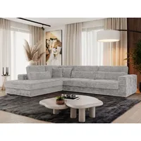 MKS MEBLE Ecksofa Sofa L-Form Hellgrau Cord, Wohnlandschaft L-Form, Couch L Form, Sofagarnitur Couchgarnitur Polsterecke, Breite: 316 cm - Savona L... - Hellgrau