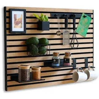 Steinmine - Designmanufaktur Wandorganizer DIY-System aus Akustikpaneelen und Eichenholz: Flexibler Organizer für Küche, Büro & mehr (60 x 80 cm)