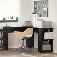 VidaXL Schwarzer Eichen-Eckschreibtisch Schwarze Eiche MDF Mittel
