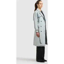 khujo Trenchcoat "HERA", Damen, Gr. XS, blau (bleached blau), Web, 100% Baumwolle, regular fit knielang, eingesetzt abgesteppte Kante verstellbar, Mäntel