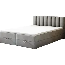 Trada City Boxspringbett 160x200 mit Bettkasten und Topper Grau
