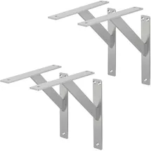 ML-Design 4 Stück Regalhalterung 240x240 mm, Silber, Aluminium, Schwebende Regalhalterungen, Regalwinkel, Wandhalterung für Regalbrett,