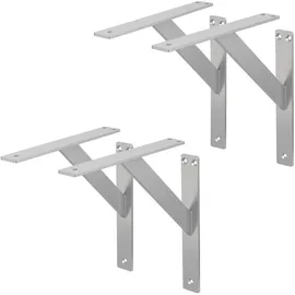 ML-Design 4 Stück Regalhalterung 240x240 mm, Silber, Aluminium, Schwebende Regalhalterungen, Regalwinkel, Wandhalterung für Regalbrett,