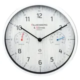 Falkenberg & Söhne Funkwanduhr Lautlos ohne Ticken japanisches Quarzuhrwerk 25 cm DCF77 Funkuhr hochwertiges Zifferblatt Weiß Thermometer Hygrome... - Weiß