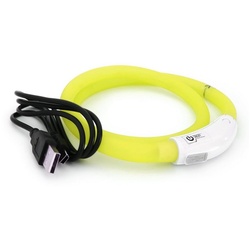 PRECORN Hunde-Halsband LED Silikon Hunde Leuchthalsband aufladbar per USB indiv. kürzbar, Silikon gelb