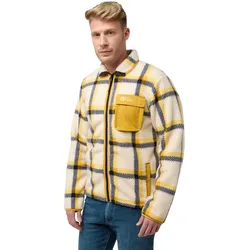Fleecejacke JACK WOLFSKIN "FELSLICHT CHECK JACKET", Herren, Gr. XXL, weiß (panna cotta), Obermaterial: 100% Polyester, sportlich, Langarm Bündchen, Jacken