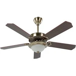 Deckenventilator mit Licht dunkler Holzfarbton / gold BEGEJ