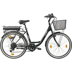 E-Bike LLOBE "City E-Bike 26" Shopper schwarz" Gr. 46, schwarz, E-Bikes, 46cm, 26 Zoll (66,04cm)