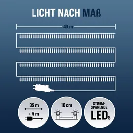 monzana LED Lichterkette 40 m Schwarz warmweiß